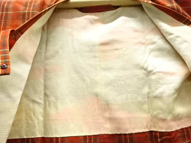  格子織り出し手織り真綿紬道行コート